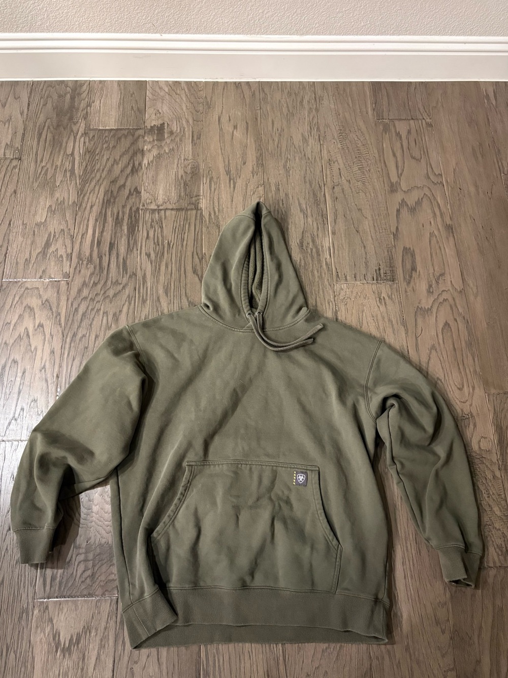 Ariat Rebar Olive Green Hoodie with White Skull Work Graphic Born for This - Picture 2 of 8